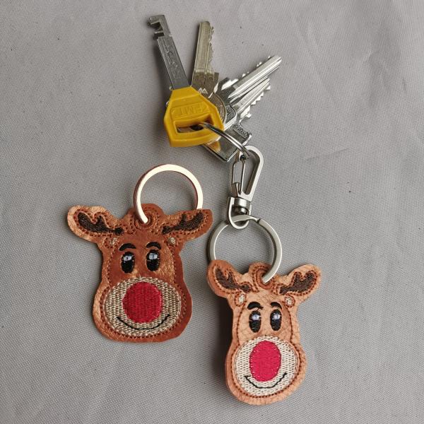 ITH-Stickdatei Schlüsselanhänger Rentierkopf